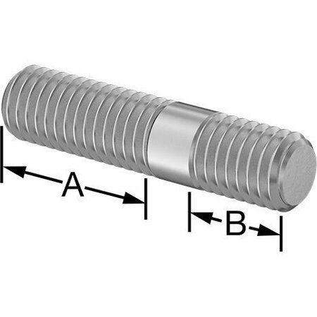 BSC PREFERRED Threaded on Both Ends Stud 316 Stainless Steel M8 x 1.25mm Size 19mm and 10mm Thread Len 35mm Long 5580N122